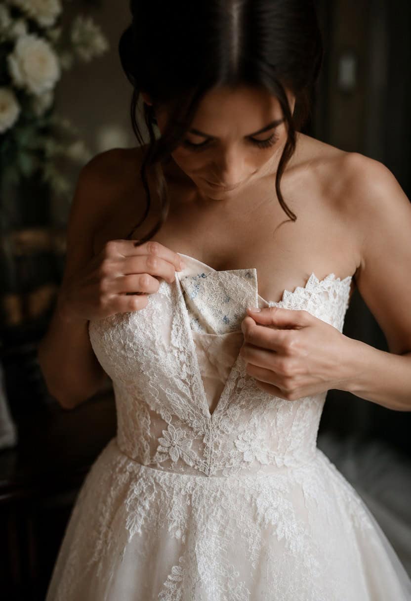 2. Sewn Secretly Inside the Dress Bodice