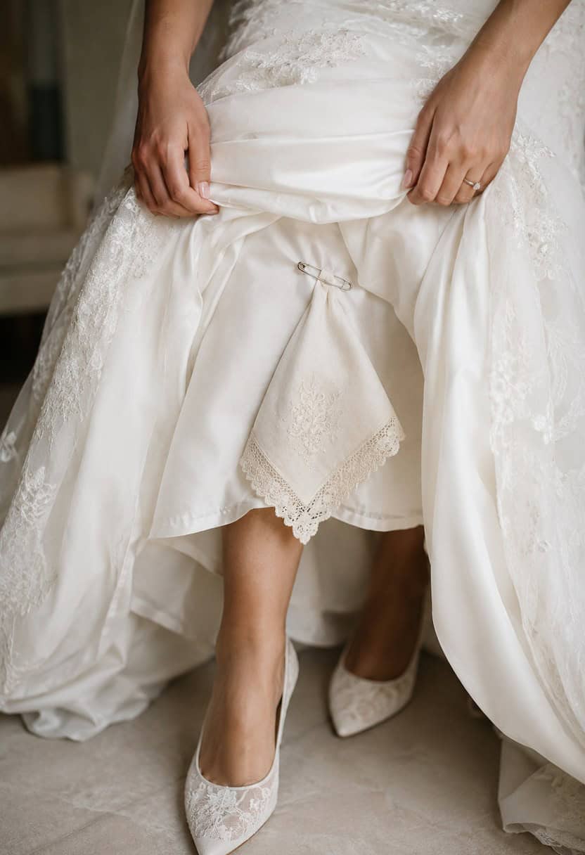 5. Pinned Beneath the Skirt as Your 'Something Old'