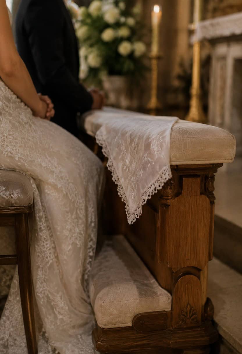 6. Draped Over the Ceremony Kneeling Cushions