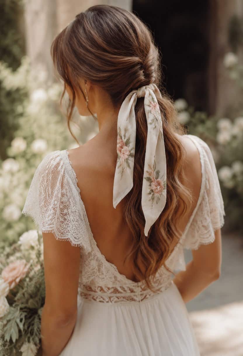 11. Woven into a Bridal Hair Ribbon