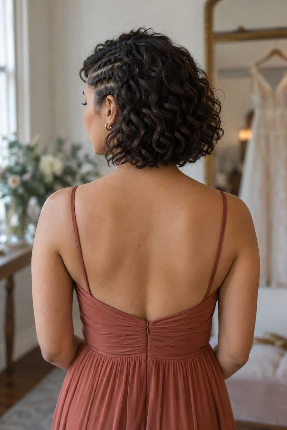 Curly Bob with a Braided Side wedding inspiration