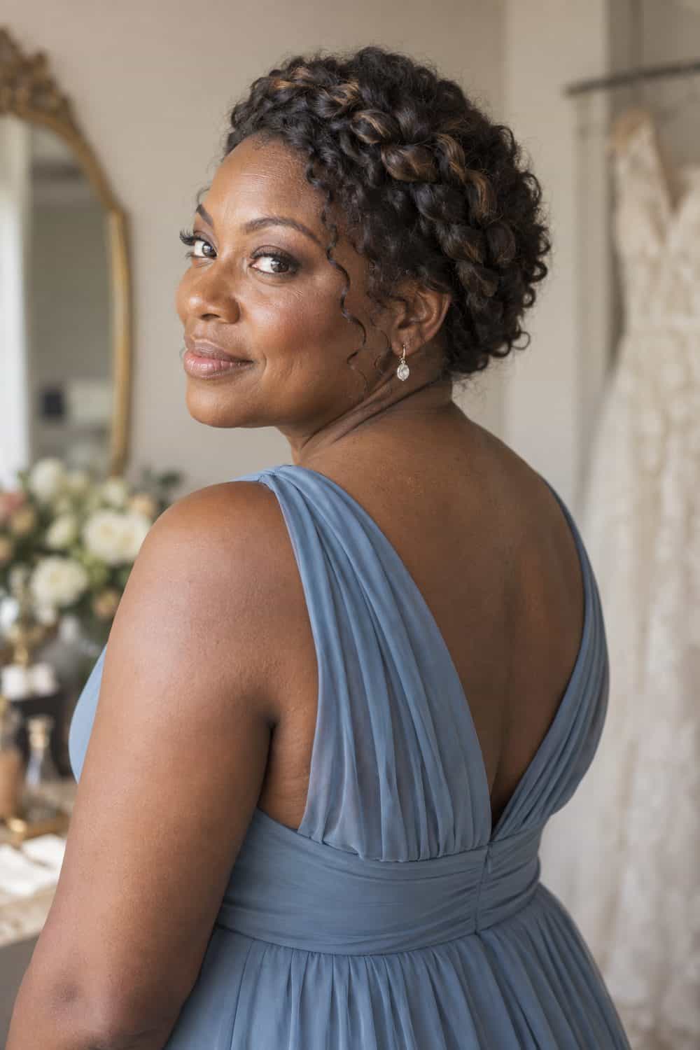 Curly Crown Braid wedding inspiration