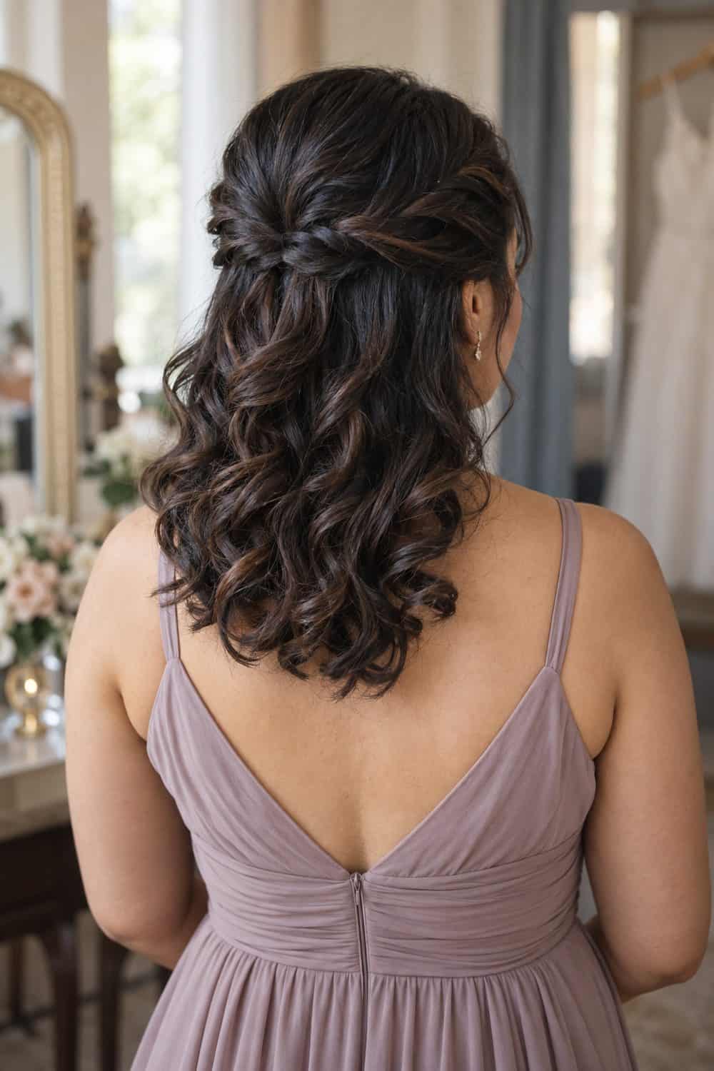 Curly Half-Up Twist wedding inspiration