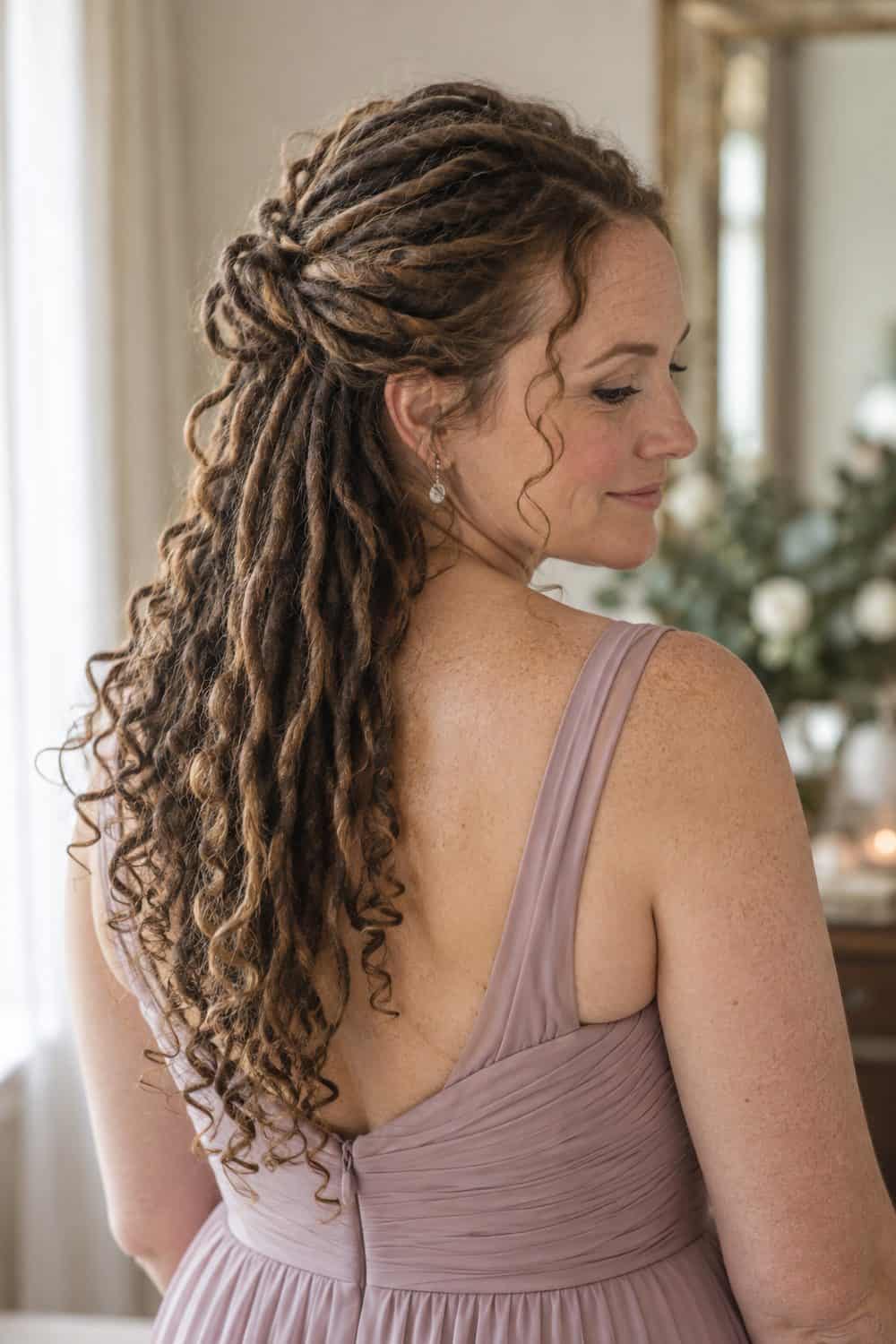 Half-Up Curly Locs wedding inspiration