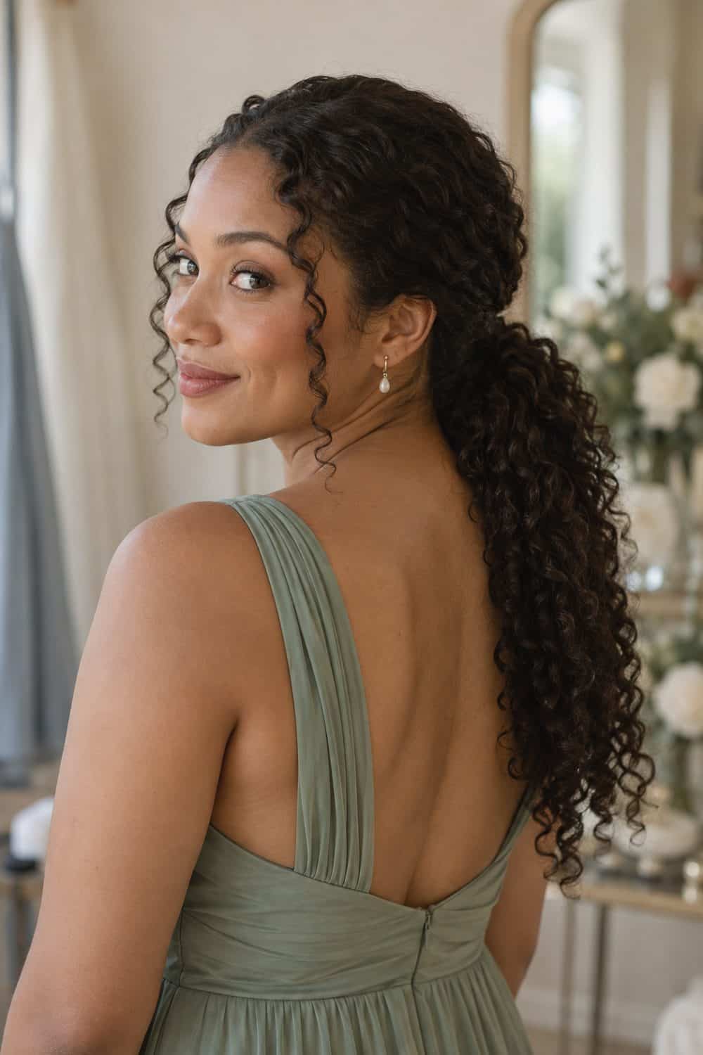 Low Curly Ponytail wedding inspiration