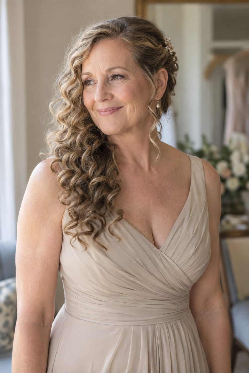Side-Swept Long Curls wedding inspiration