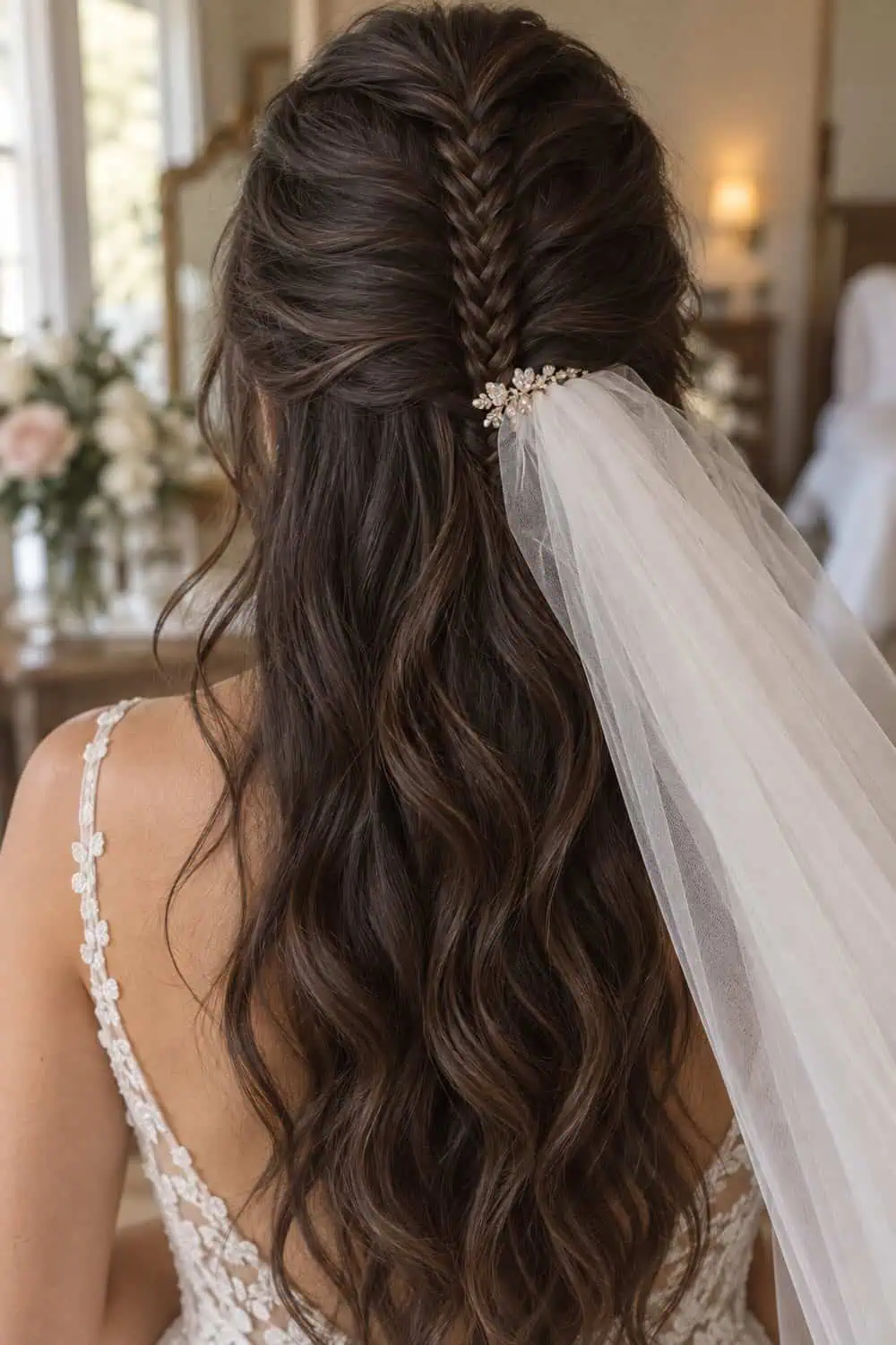 Half-Up Fishtail Detail wedding inspiration
