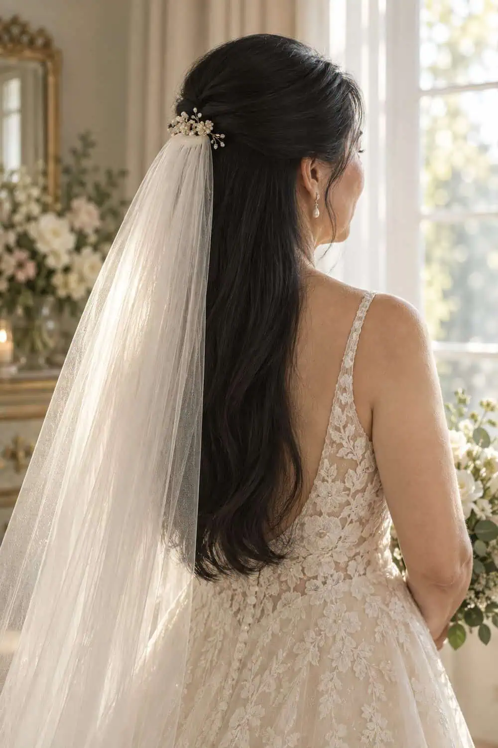 Half-Up Straight Hair wedding inspiration