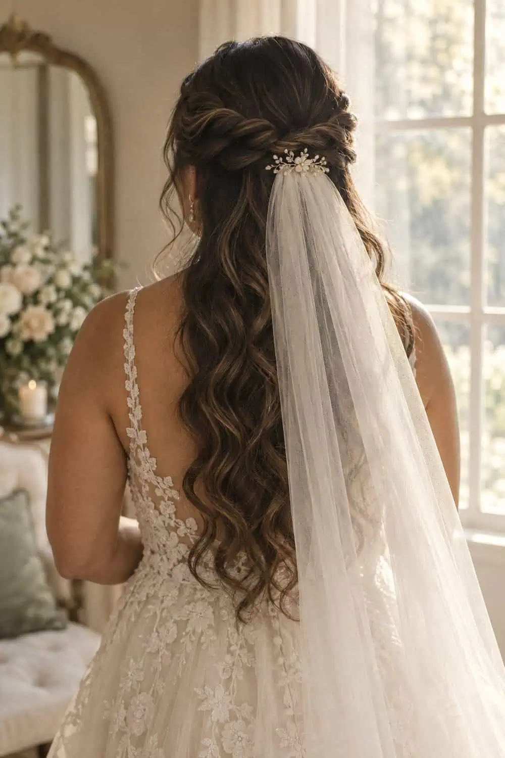Twisted Half-Up Waves wedding inspiration