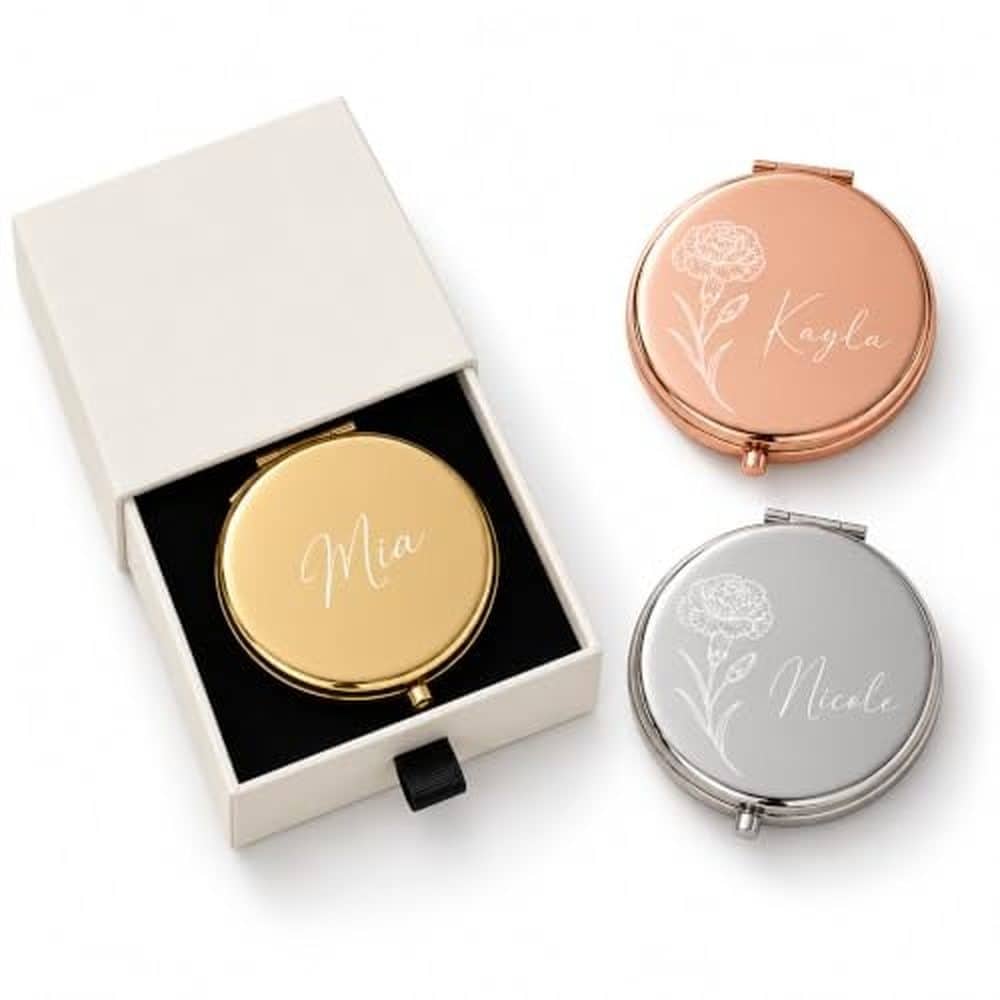 Birth Flower Double Compact Mirror