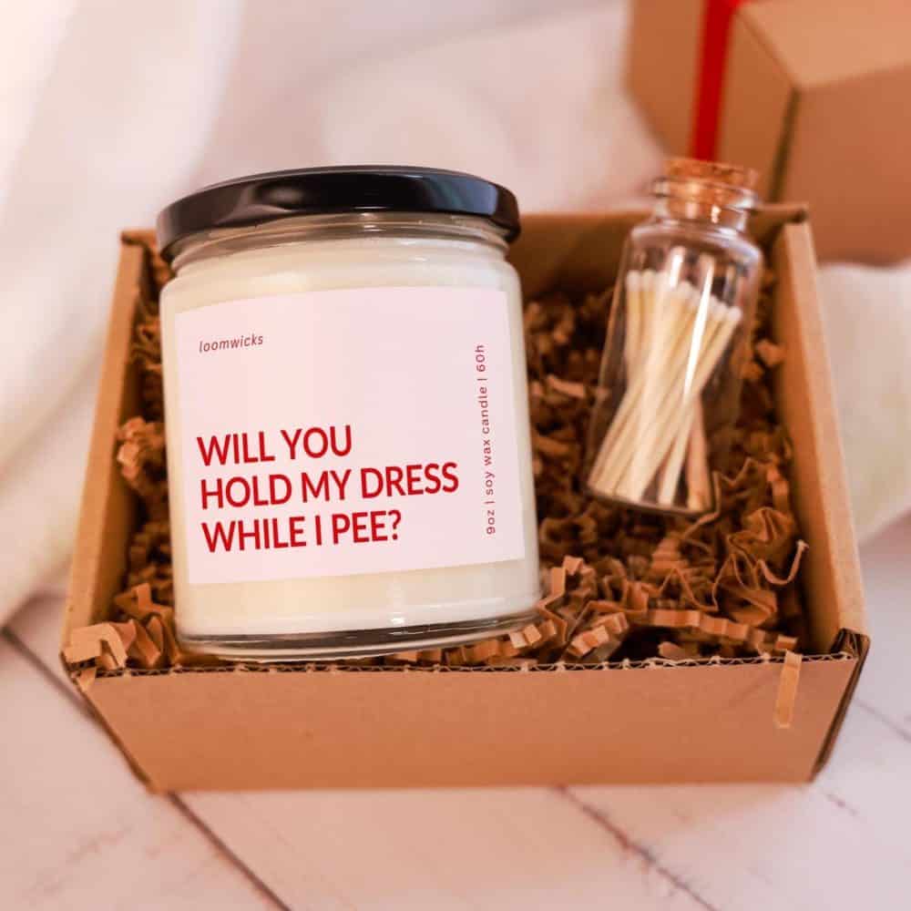 Funny Maid of Honor Proposal Candle