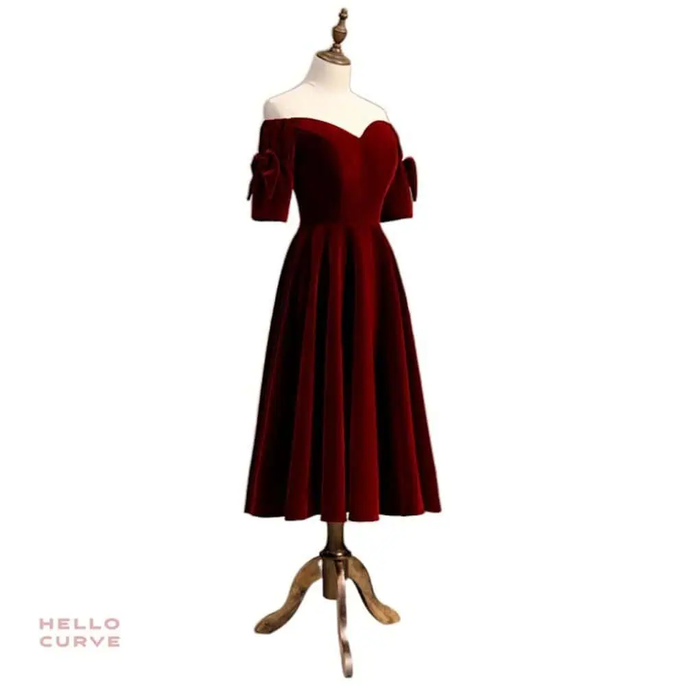 Burgundy Velvet Sweetheart Midi