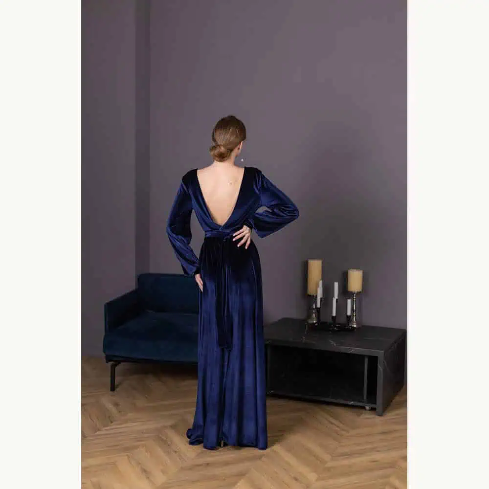 Navy Velvet Custom Plus Size Gown