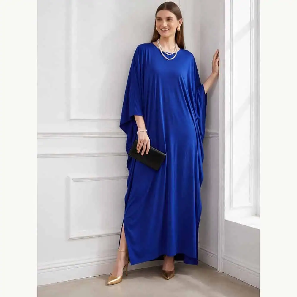 Royal Blue Silk-Satin Kaftan