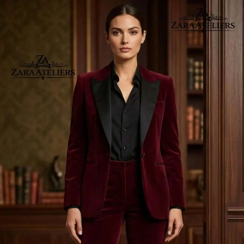 Deep Maroon Velvet Tuxedo Suit