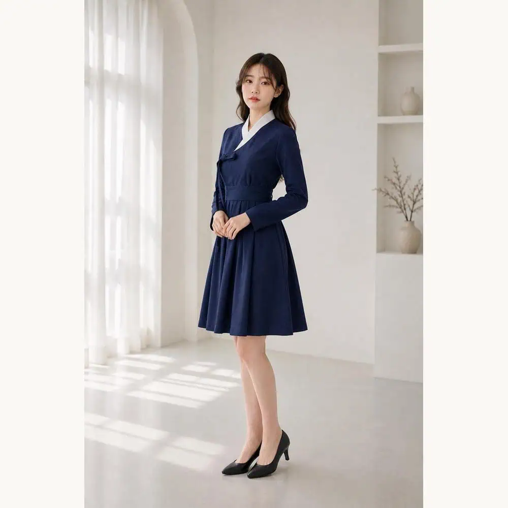 Navy Modern Hanbok Two-Piece Set