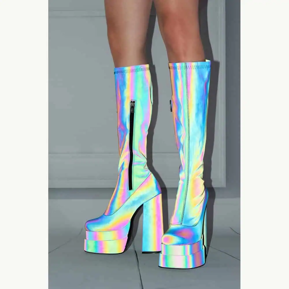 Holographic Platform Statement Boots