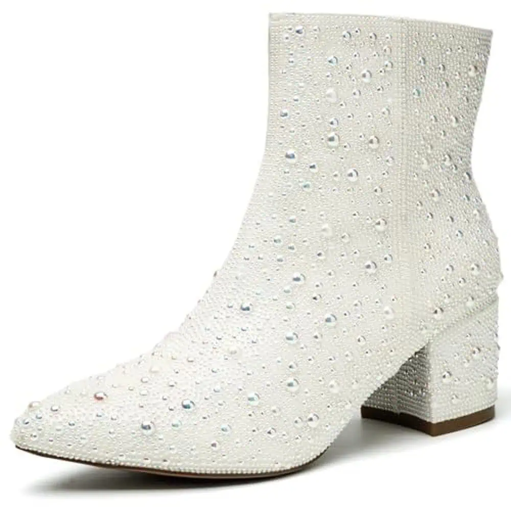 Rhinestone Zip Ankle Boots