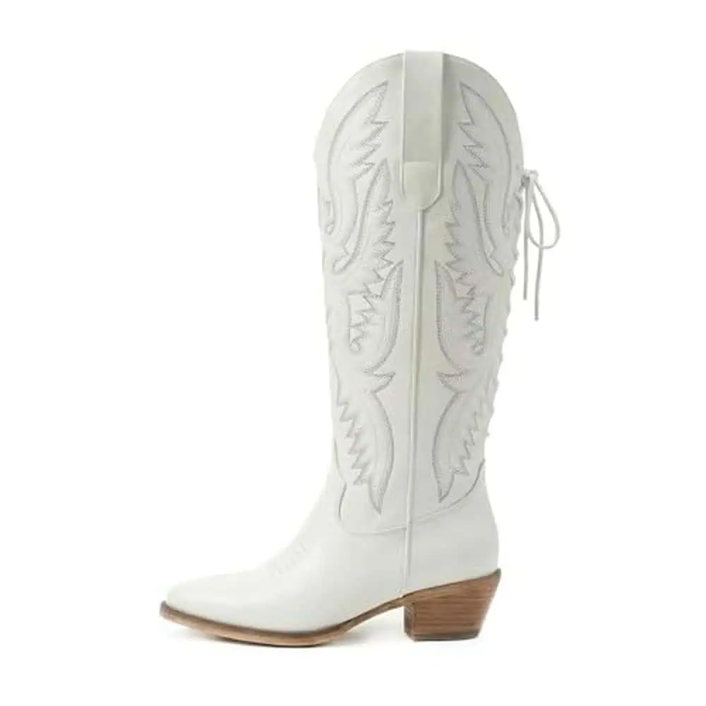 Wide-Calf White Cowgirl Boots