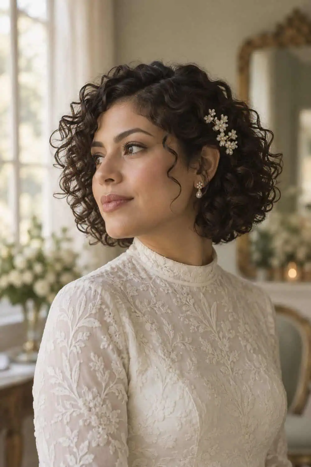 Defined Curly Bob wedding inspiration