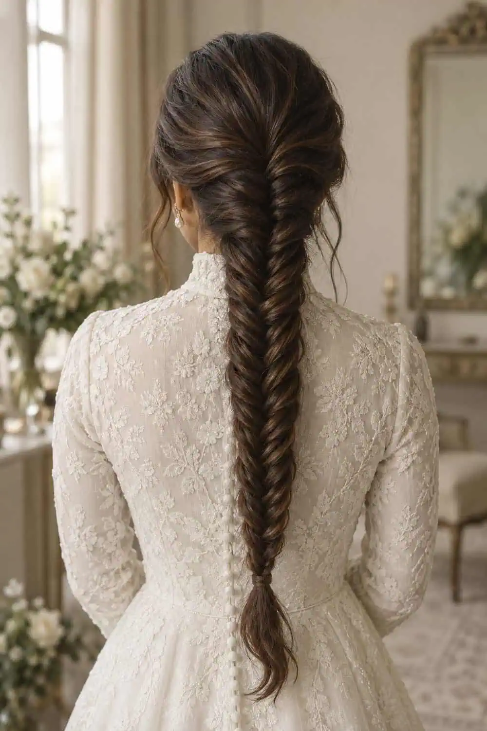 Long Fishtail Braid wedding inspiration