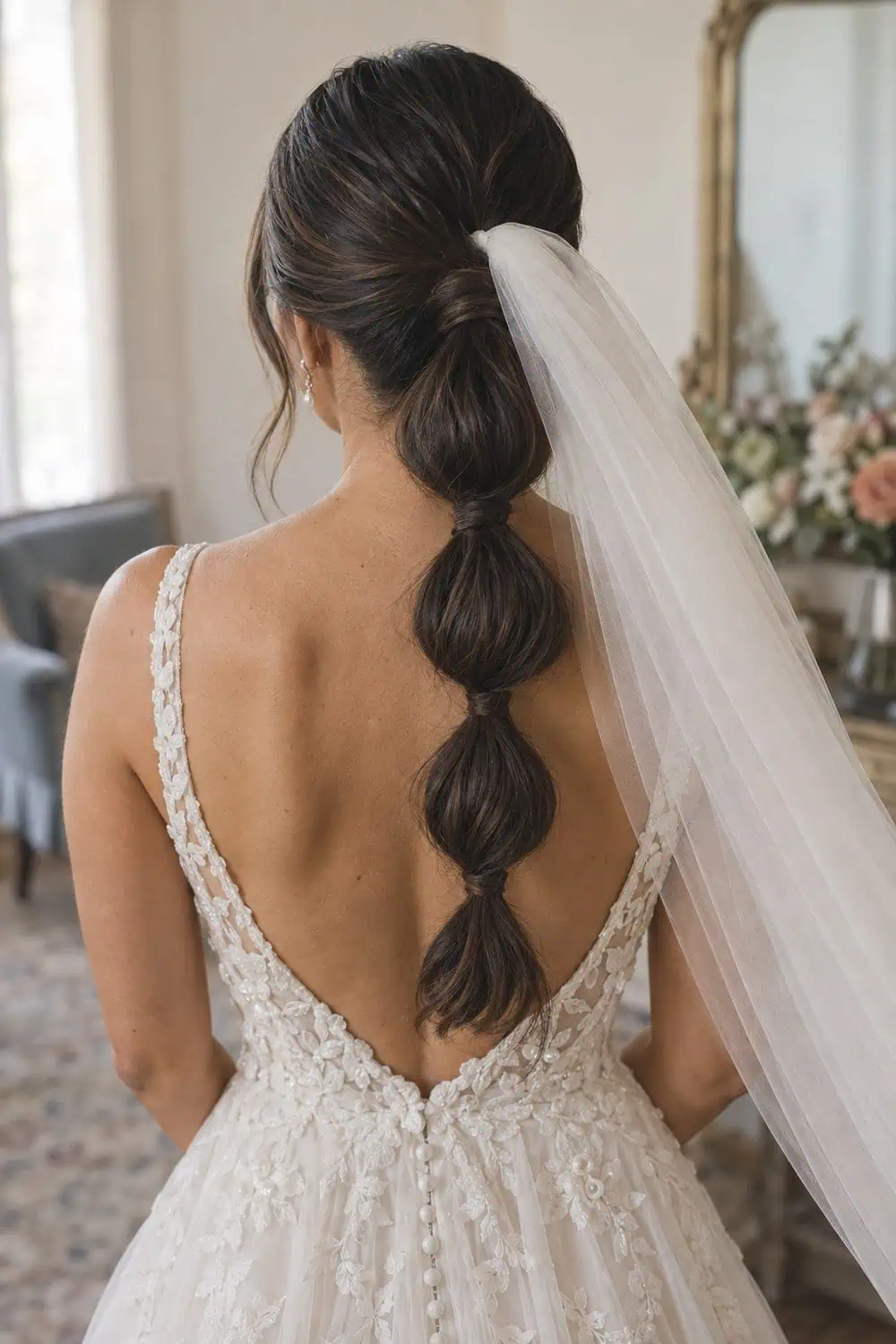 Low Bubble Ponytail wedding inspiration