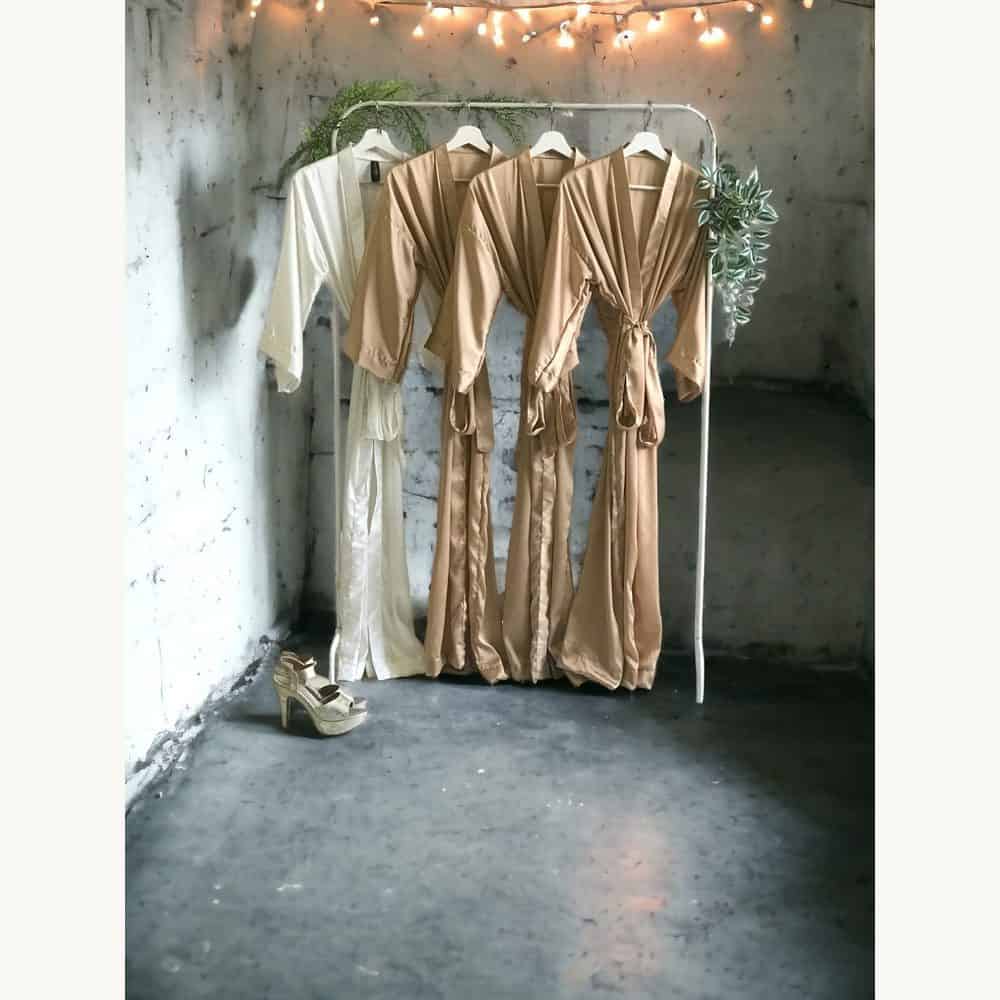 Personalized Champagne Satin Robe