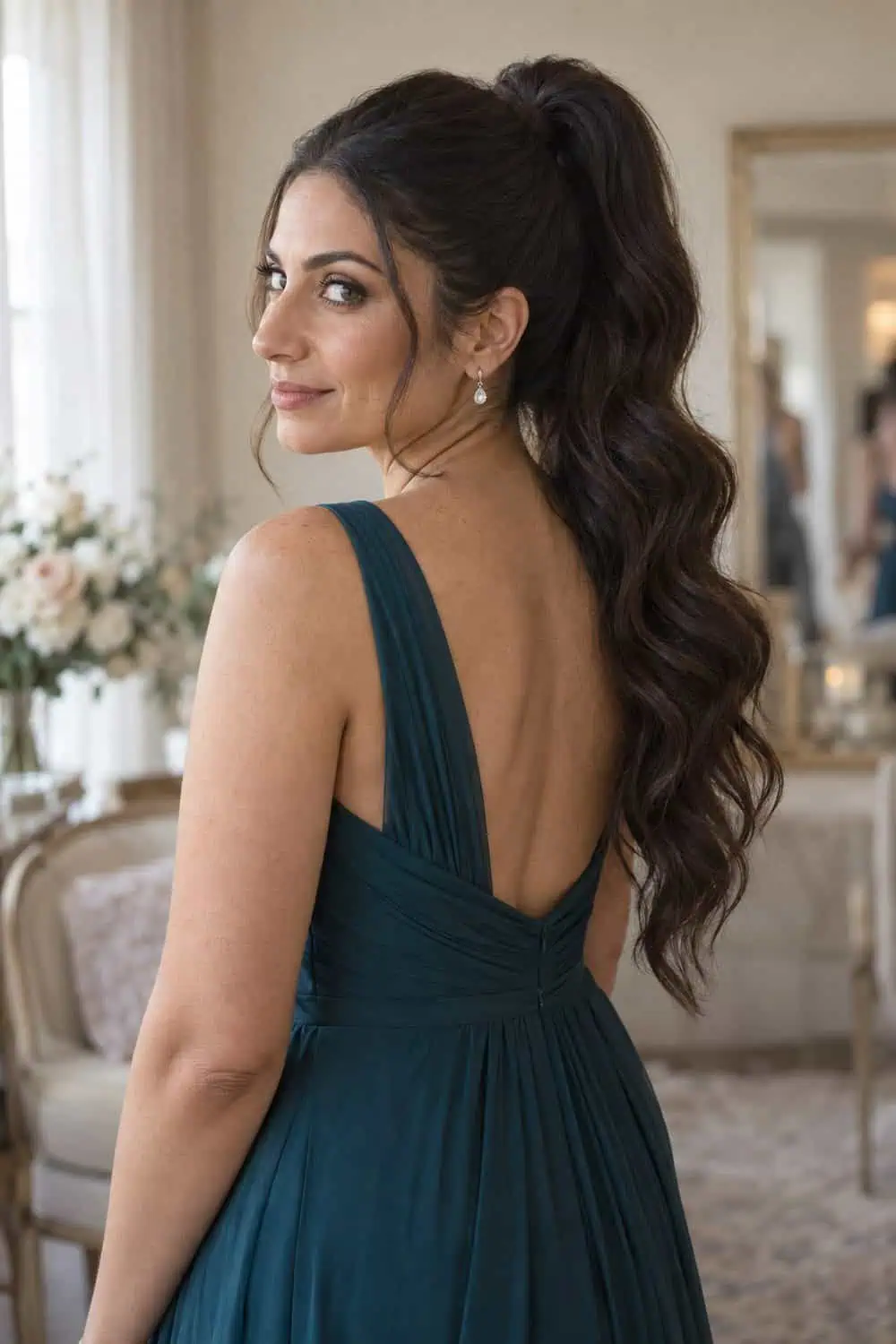 High Ponytail with Soft Waves wedding inspiration