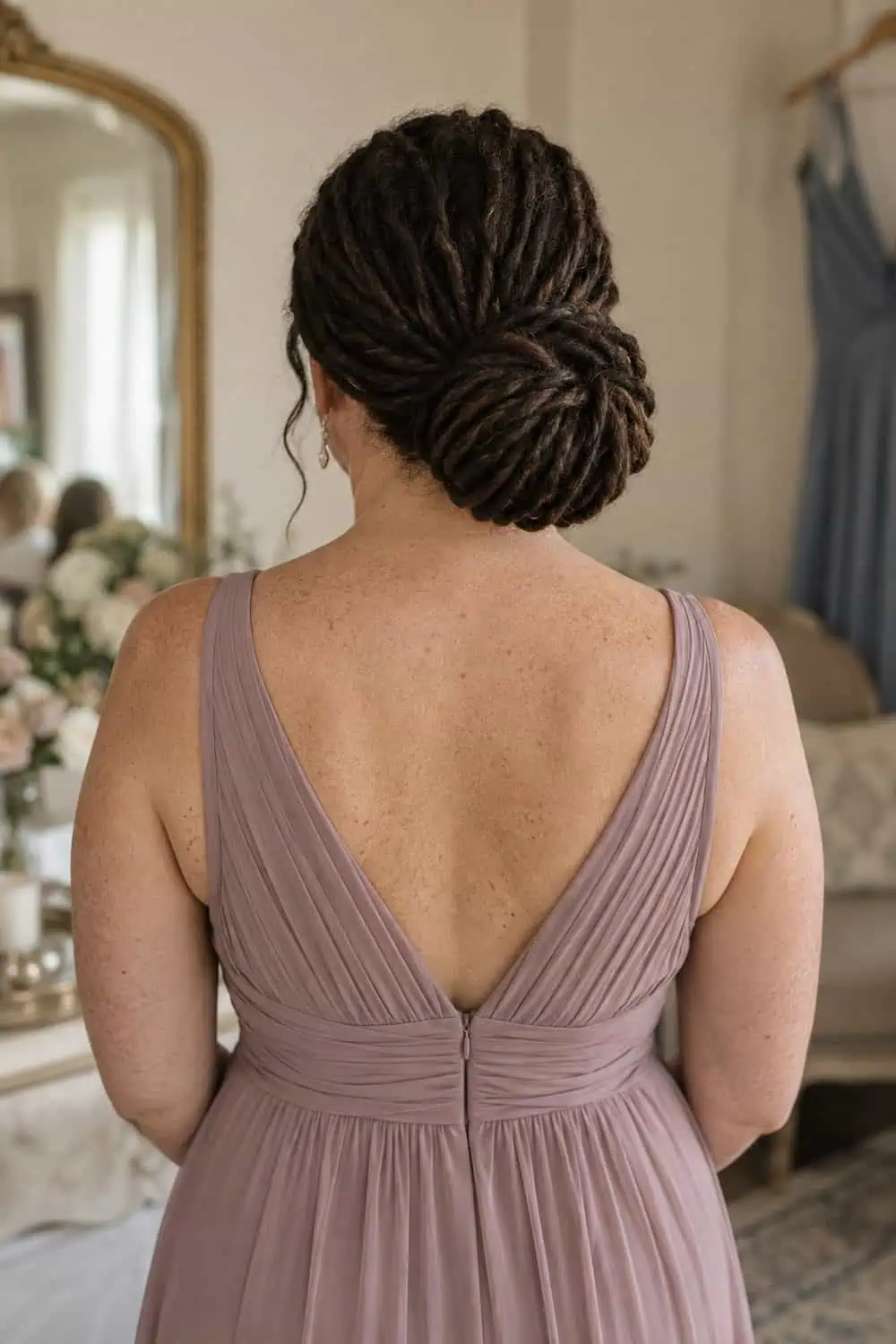 Low Bun with Locs wedding inspiration