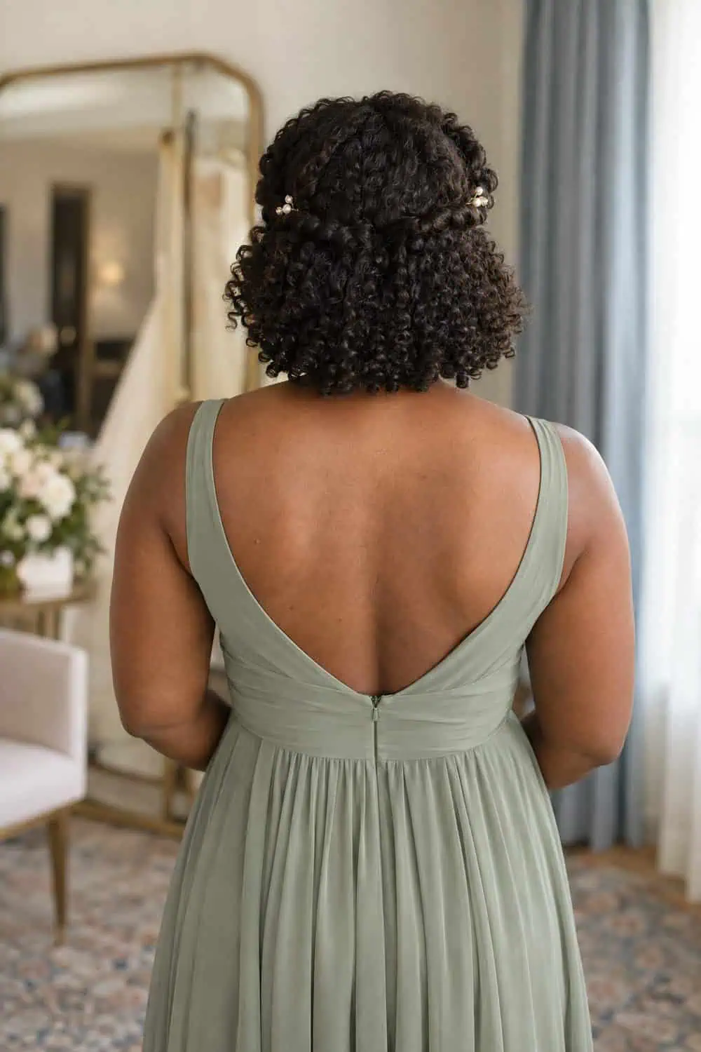 Pinned-Back Coily Bob wedding inspiration