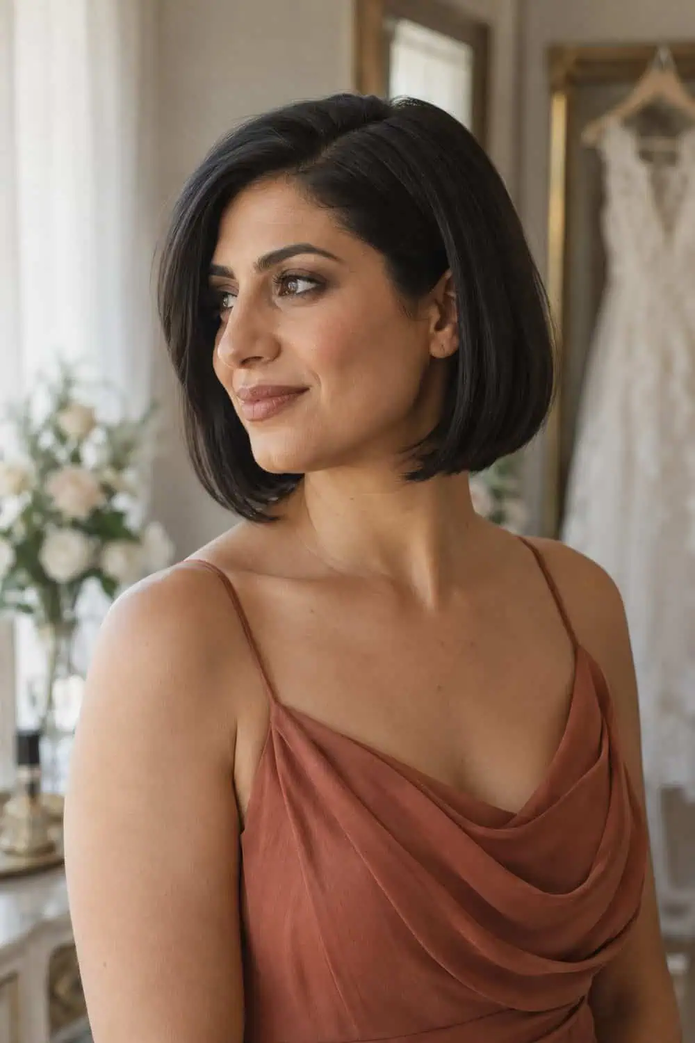 Sleek Chin-Length Bob wedding inspiration