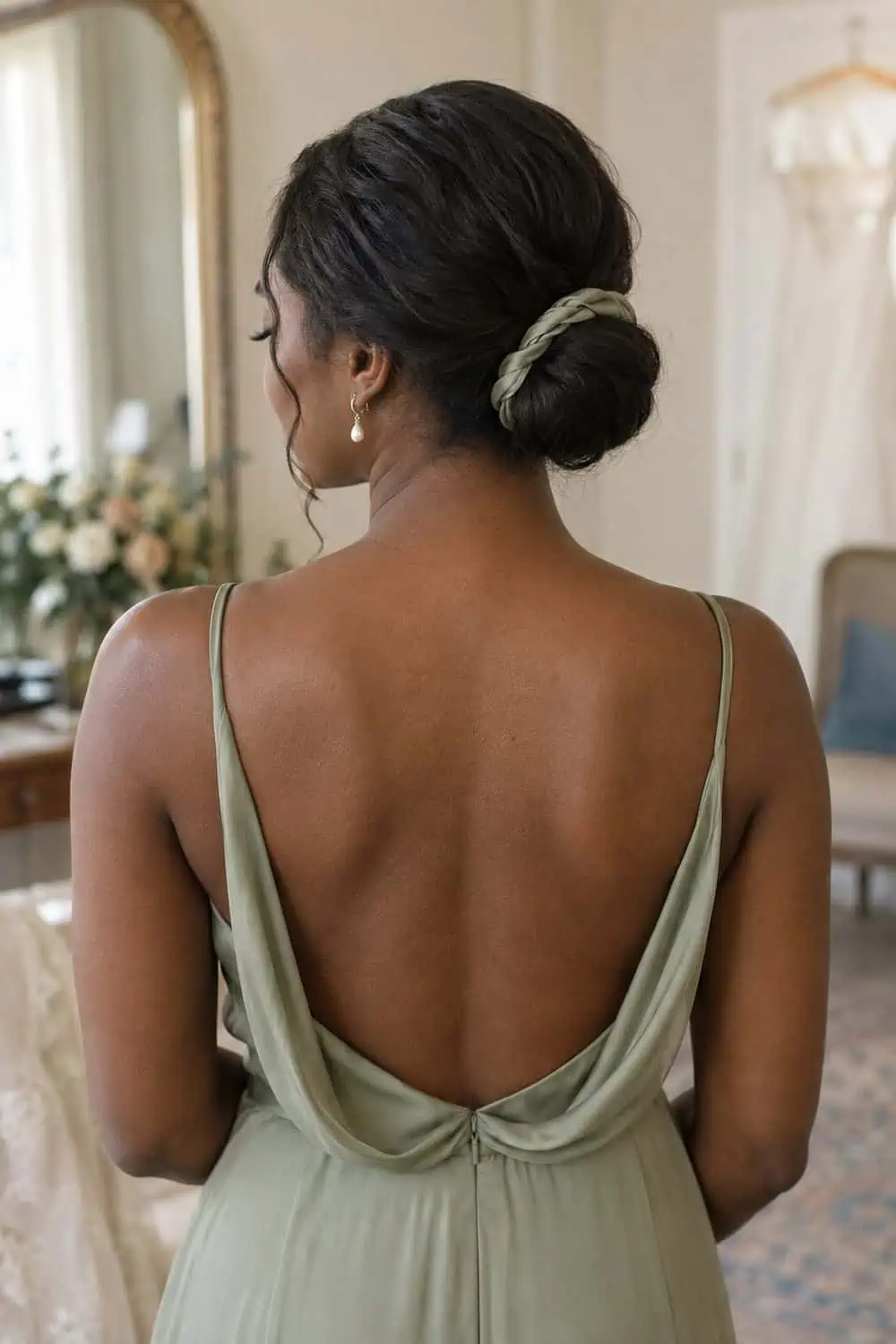 Scarf-Wrapped Low Bun wedding inspiration