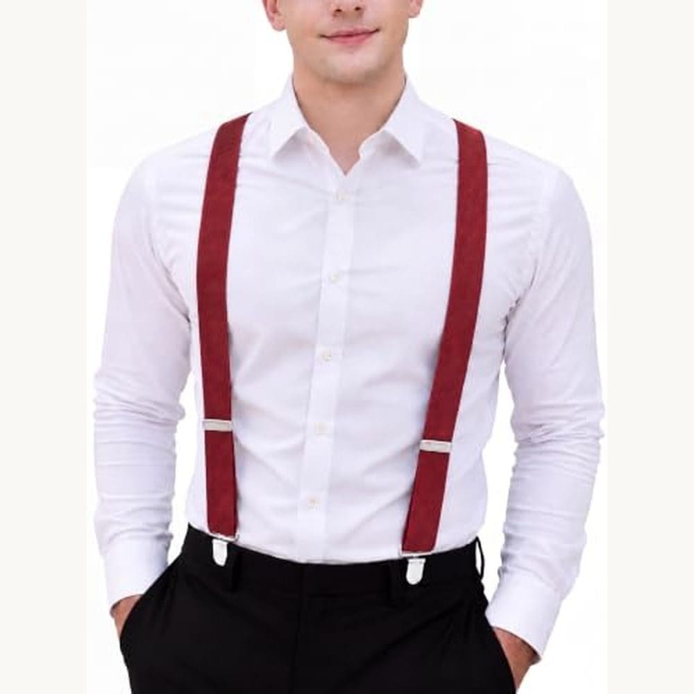 Burgundy Adjustable Y-Back Suspenders