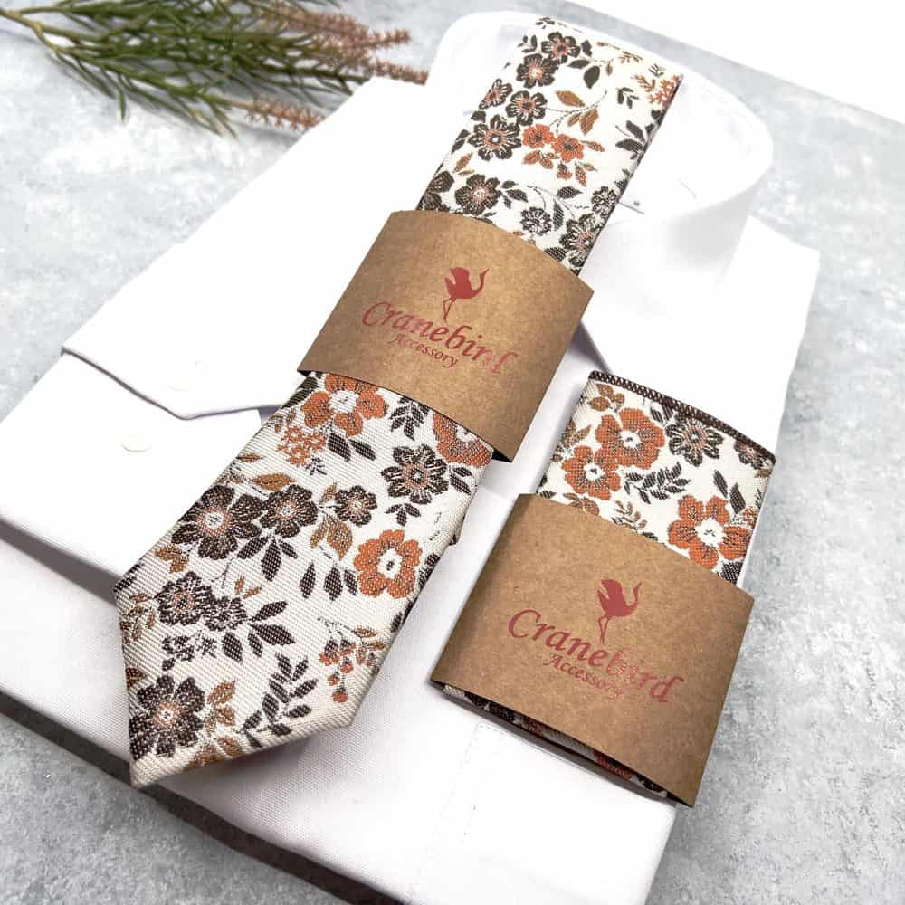 Burnt Orange Floral Necktie