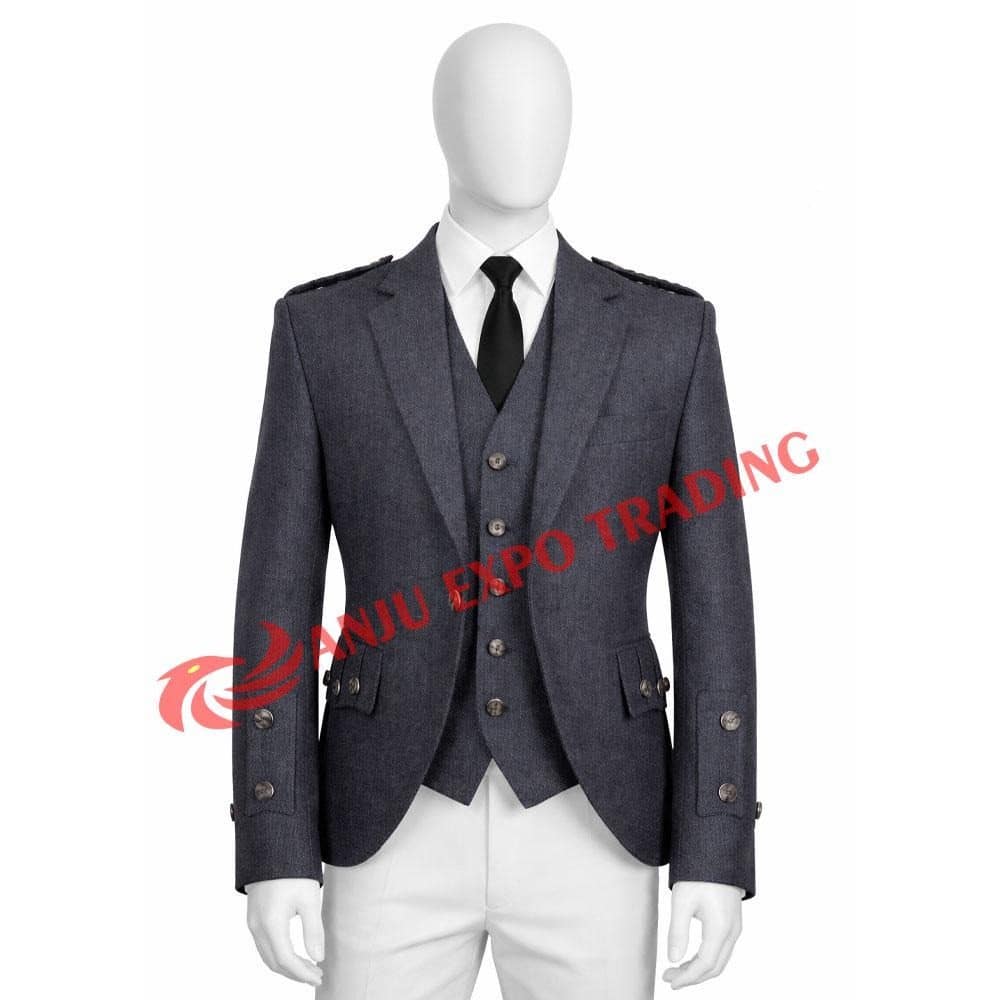Charcoal Argyle Kilt Jacket and Waistcoat