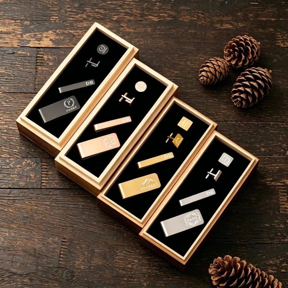 Engraved Cufflink and Tie Clip Gift Options