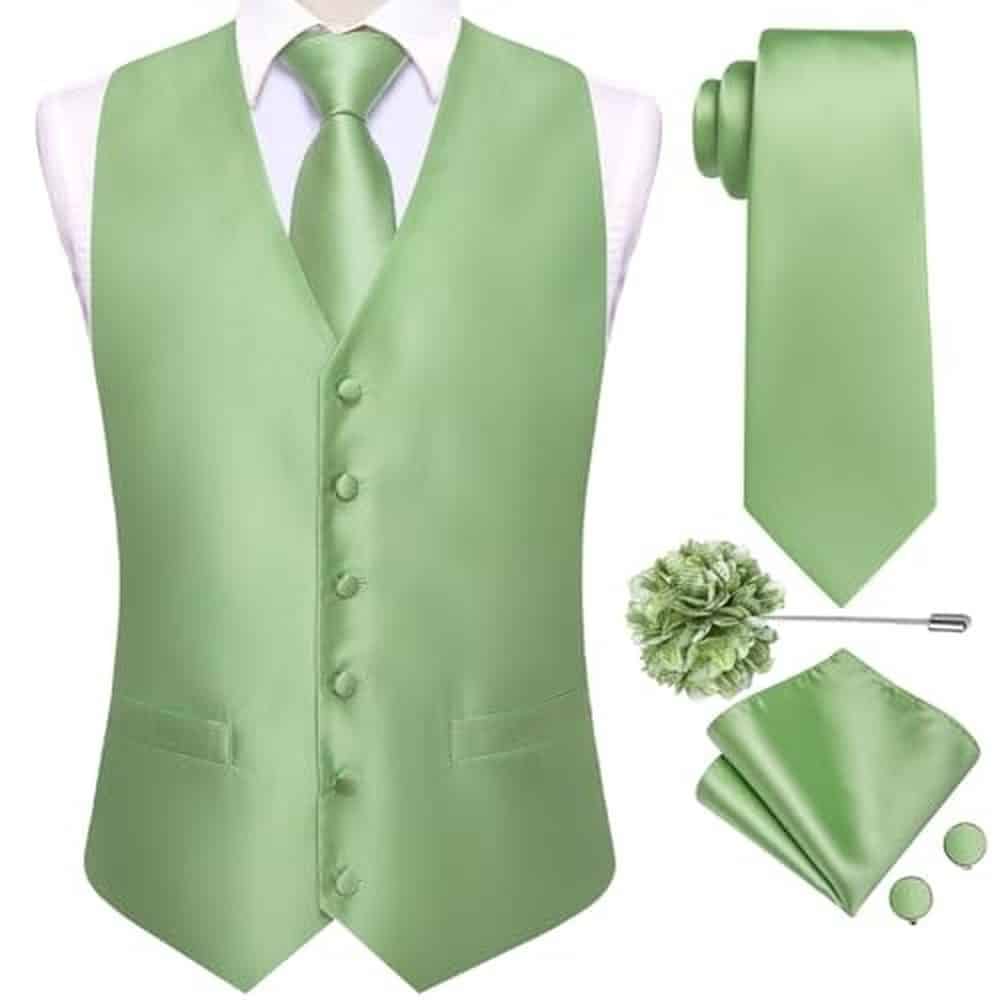Sage Green Vest and Six-Piece Accessory Set