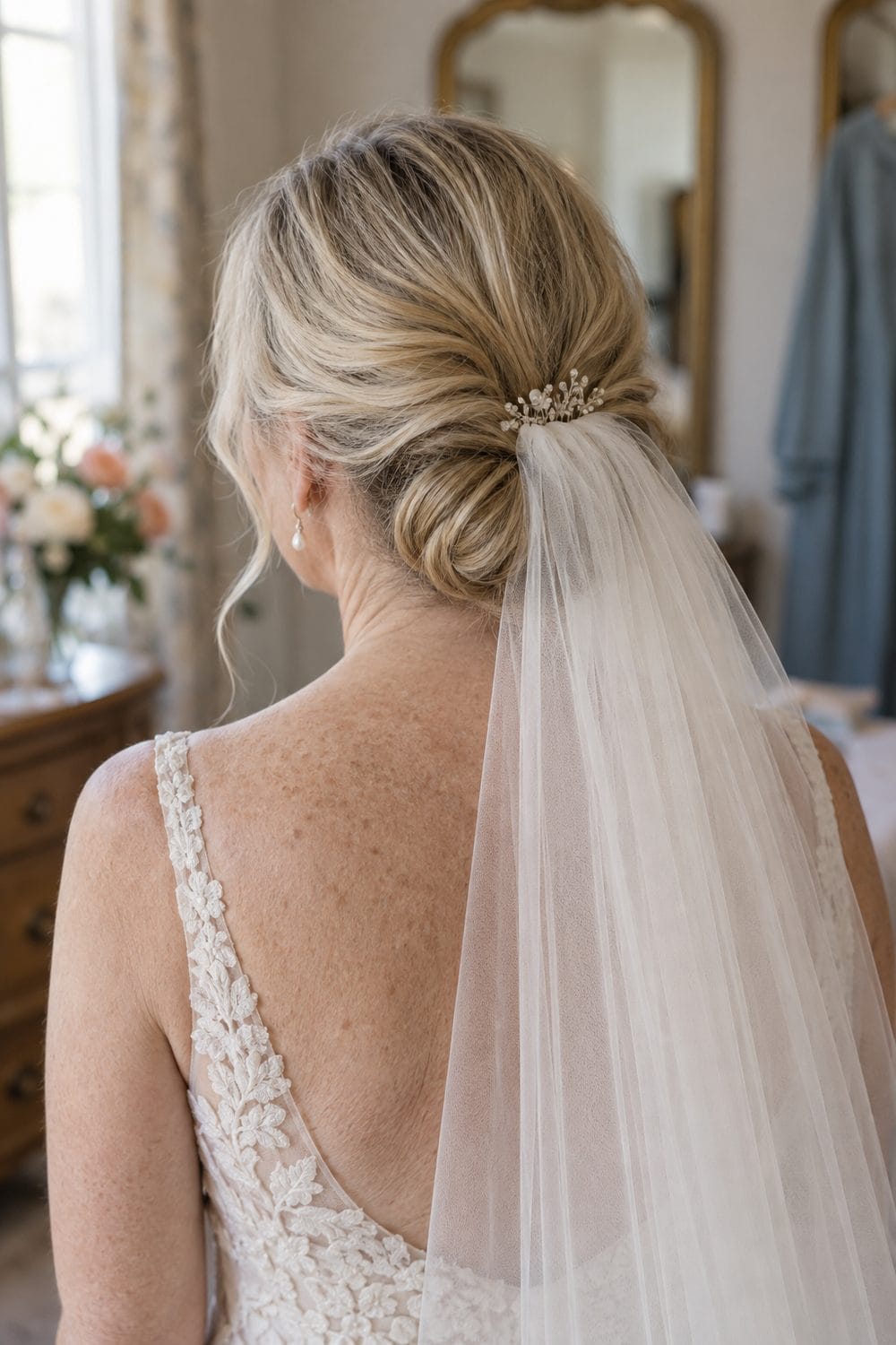 Figure-Eight Low Bun with Veil wedding inspiration