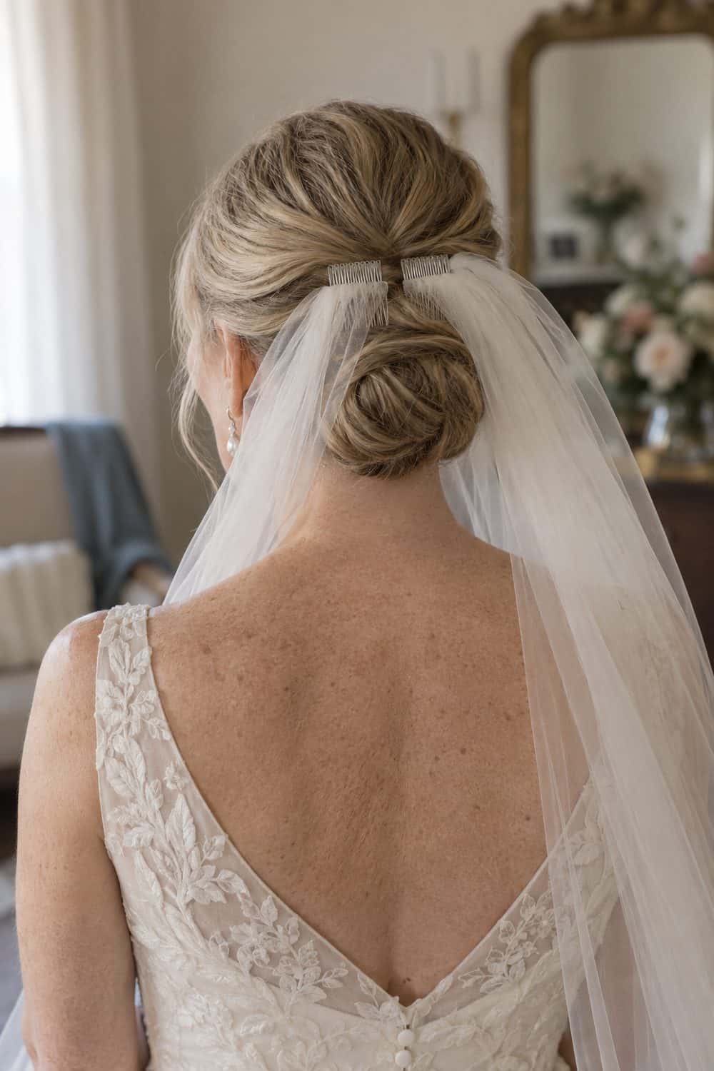 Low Bun with Double Veil Comb wedding inspiration