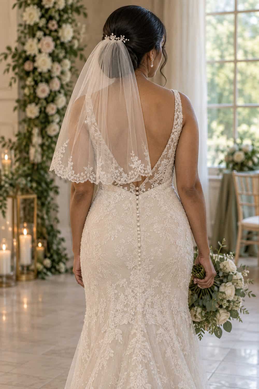 Low Bun with Short Veil wedding inspiration