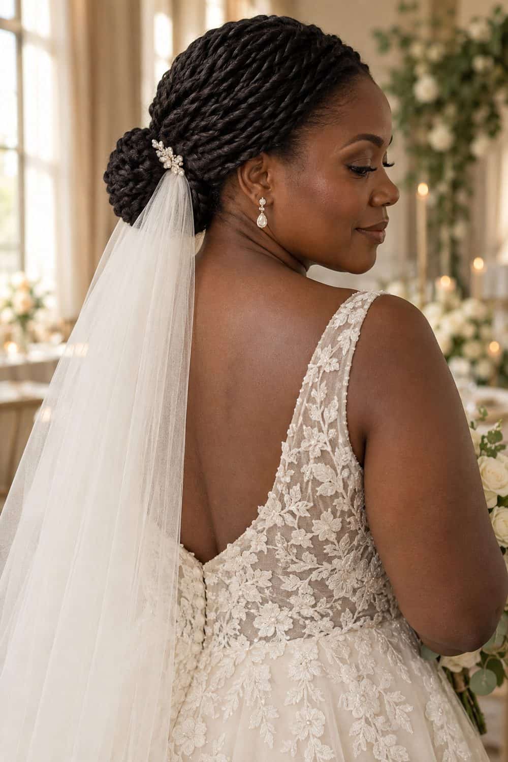 Rope-Twist Bun with Veil wedding inspiration