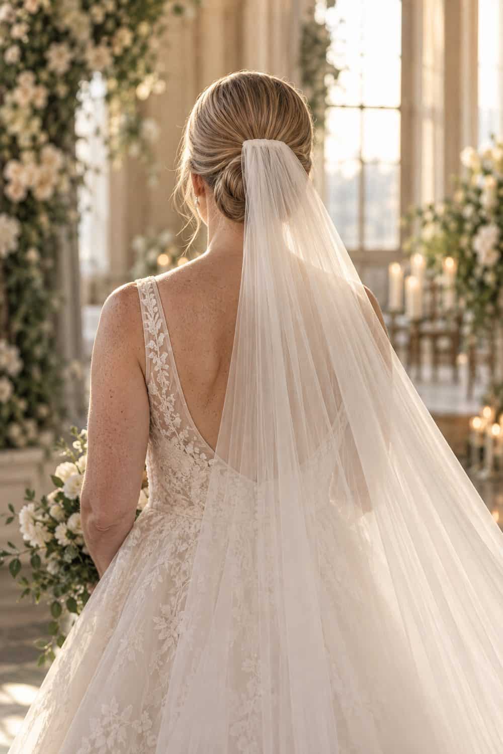 Sleek Bun with Veil Above wedding inspiration