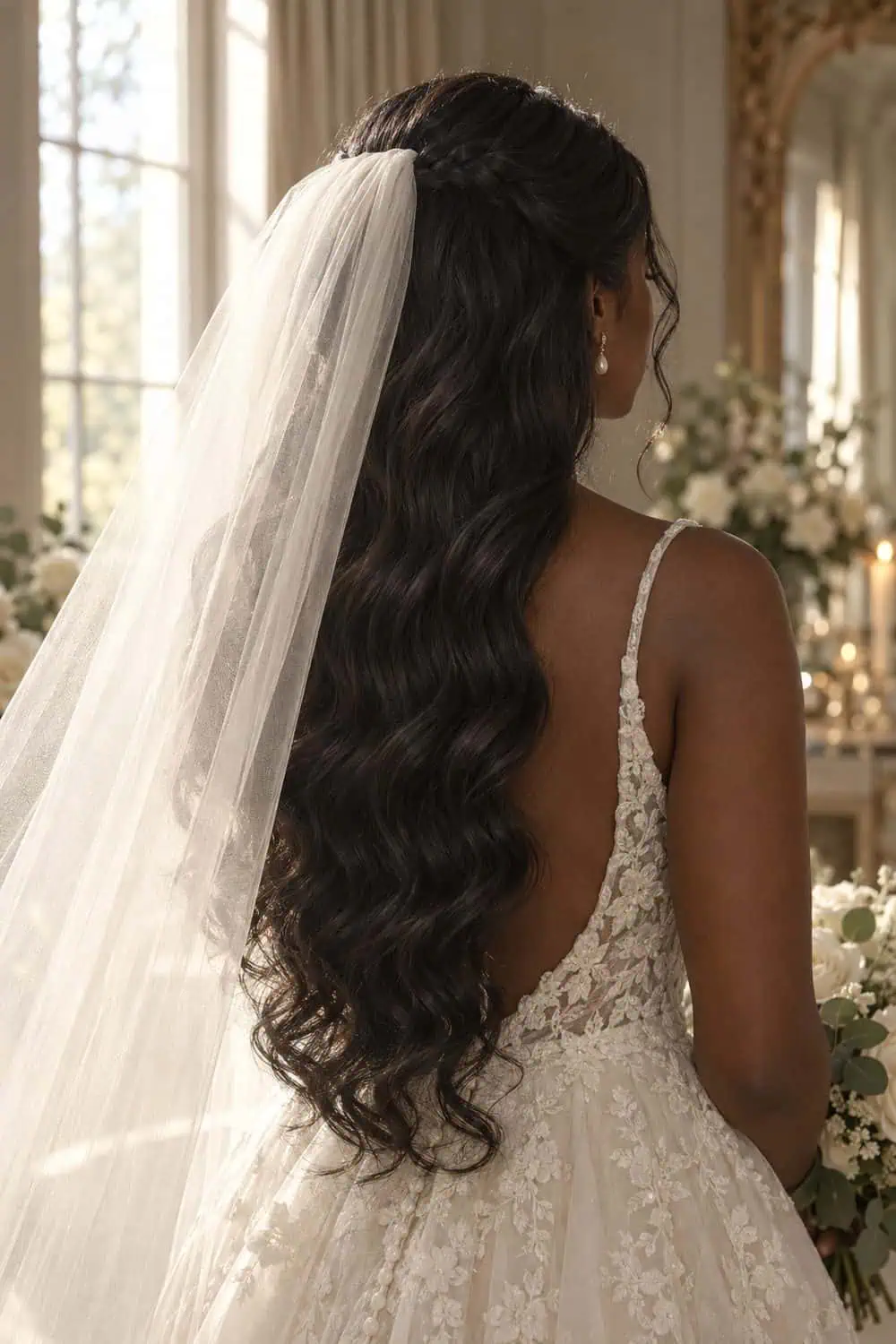 Brushed Waves with Crown Veil wedding inspiration