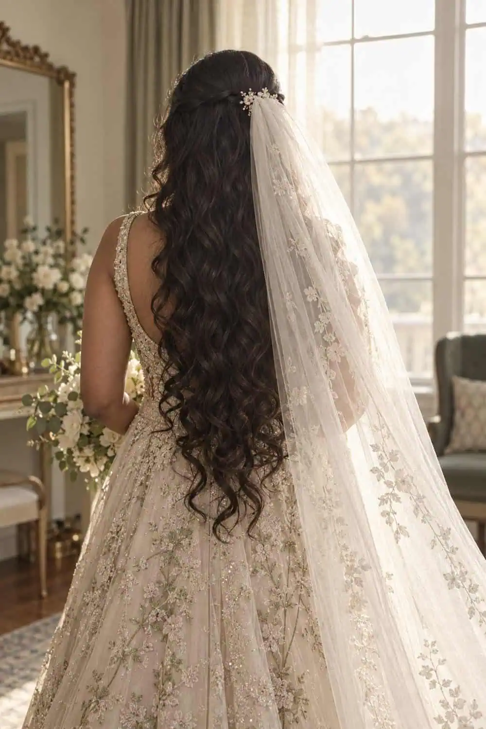 Center-Part Loose Curls wedding inspiration