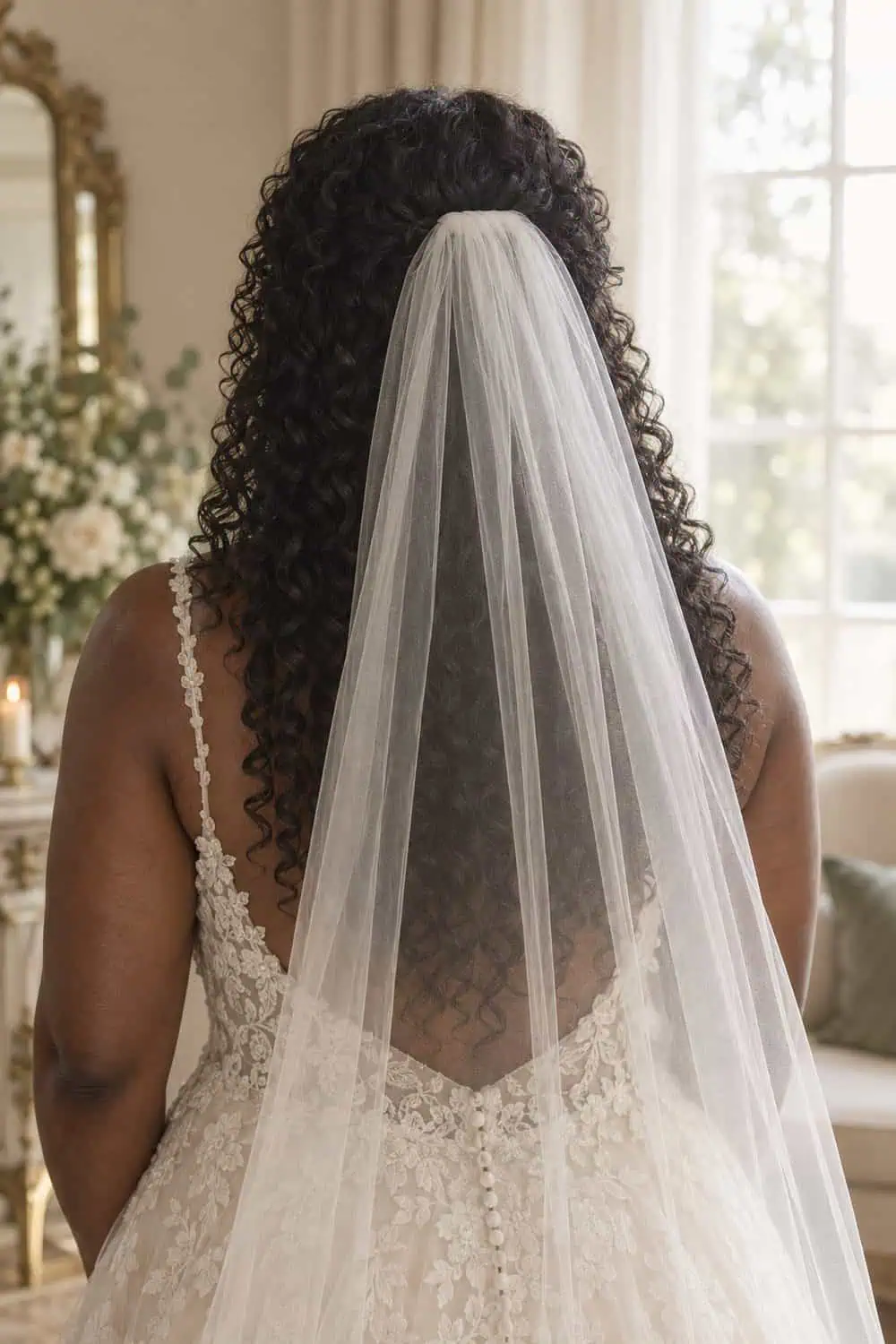 Defined Ringlets with Veil wedding inspiration