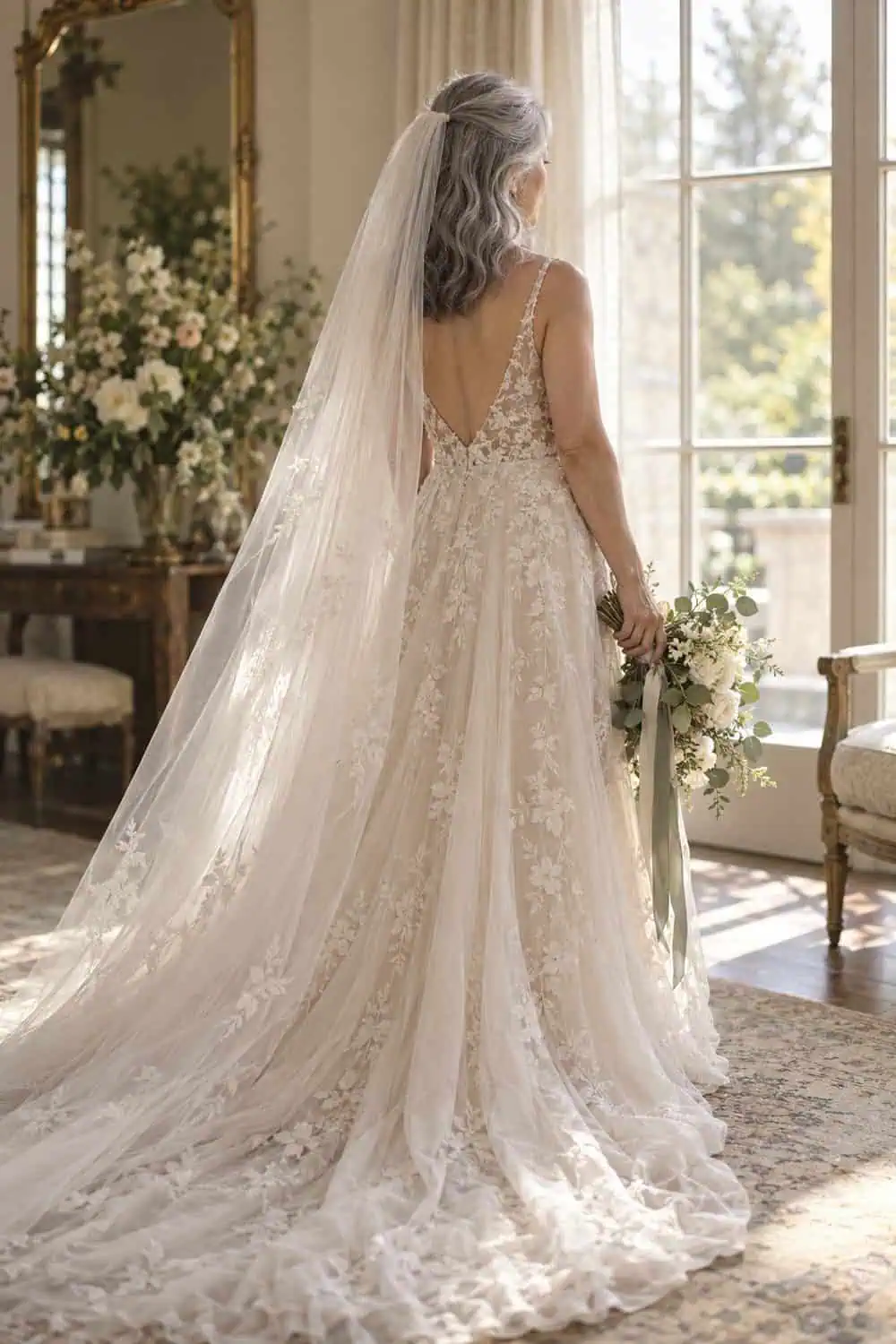 Silver Hair Worn Down wedding inspiration