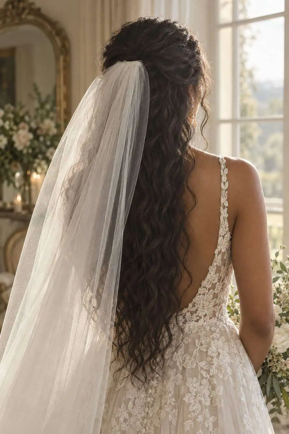Waist-Length Natural Waves wedding inspiration