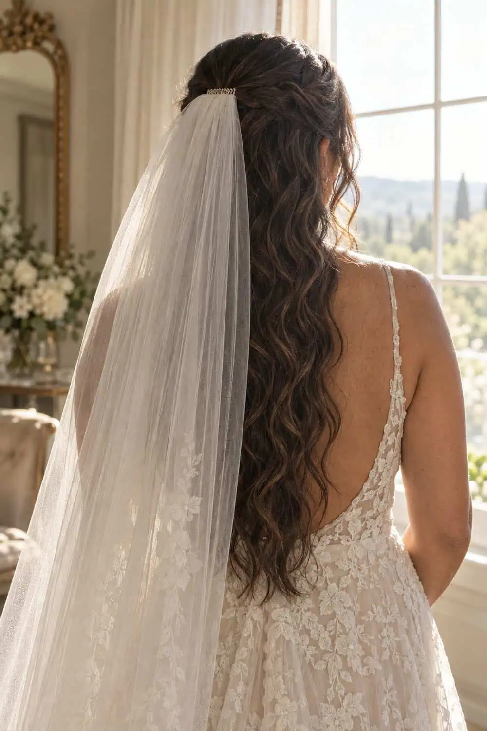 Wavy Hair with Flower-Free Comb wedding inspiration