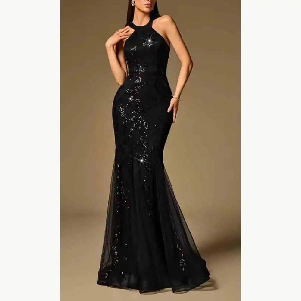 Black Sequin Mermaid Gown