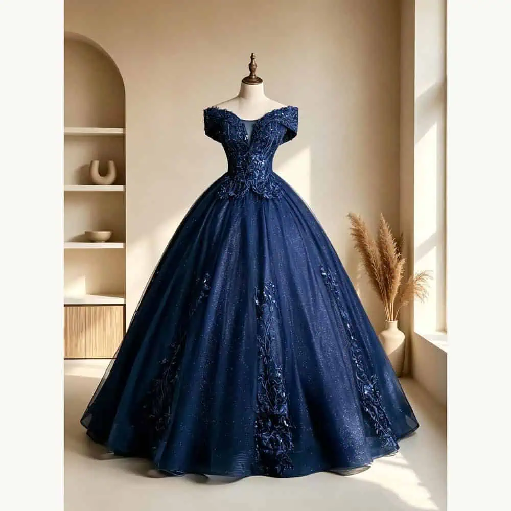 Navy Starry Ball Gown